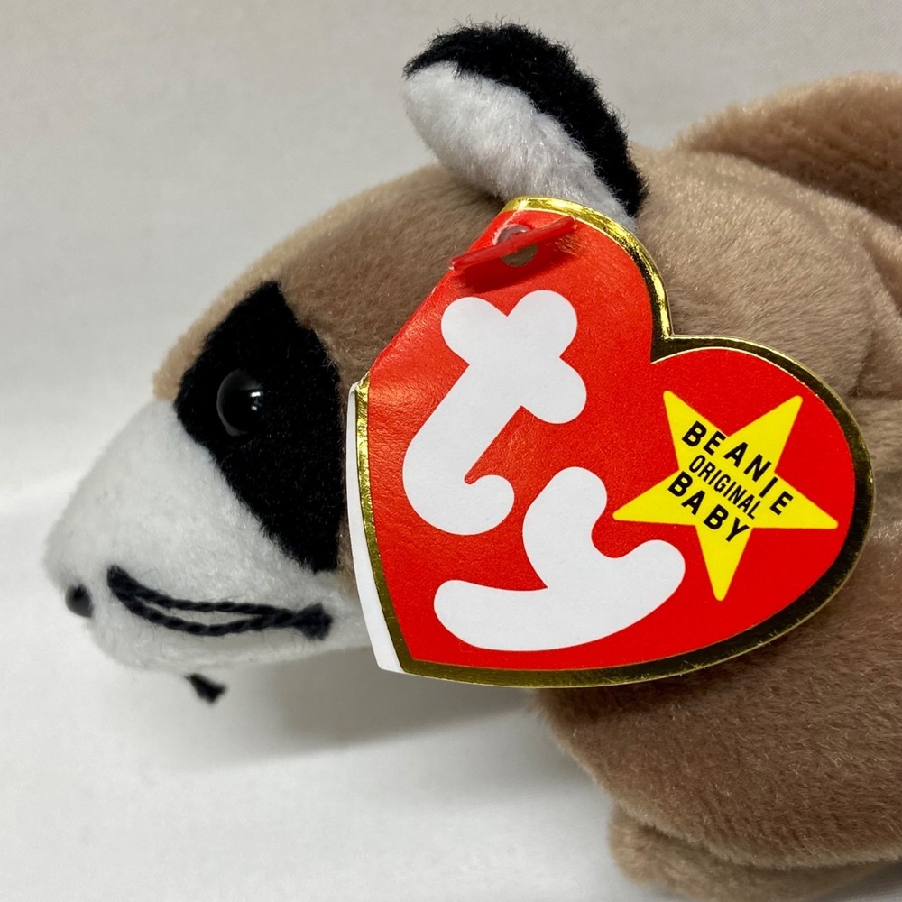 Vintage Ty Beanie Babies Ringo Baby Raccoon Retired 1995 Plush PVC Rare See Tags - Picture 7 of 16
